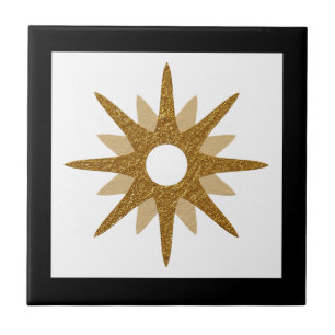 Moderne Single Gold Starburst Black Lijst keramisc Tegeltje