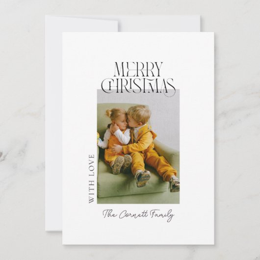 Moderne Single Photo Minimalist Christmas Kaart (Voorkant)