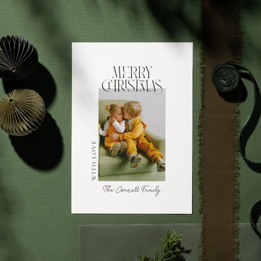 Moderne Single Photo Minimalist Christmas Kaart