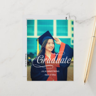 Moderne Single Photo Simple Script Afstuderen Kaar Briefkaart