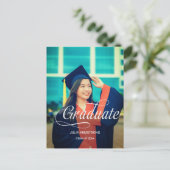 Moderne Single Photo Simple Script Afstuderen Kaar Briefkaart (Staand voorkant)