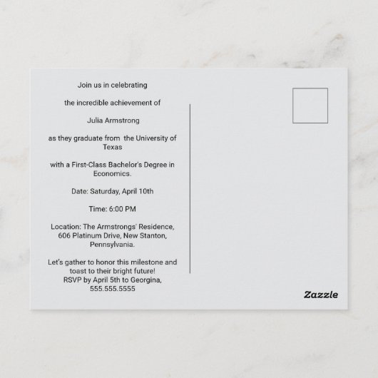 Moderne Single Photo Simple Script Afstuderen Kaar Briefkaart (Achterkant)