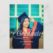 Moderne Single Photo Simple Script Afstuderen Kaar Briefkaart (Voorkant)