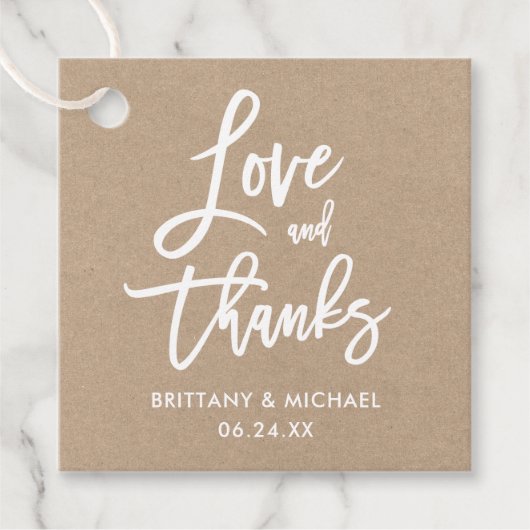 Moderne Sint-Penseel-Manuscript Love and Bedankt W Bedankjes Labels (Voorkant)