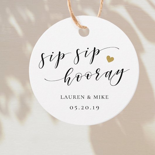 Moderne Sip Sip Hooray Bruiloft Bedankjes Labels