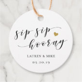 Moderne Sip Sip Hooray Bruiloft Bedankjes Labels (Voorkant)