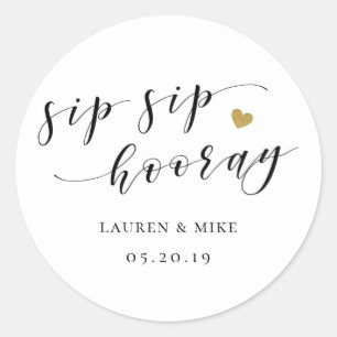 Moderne Sip Sip Hooray Huwelijksgunst Ronde Sticker