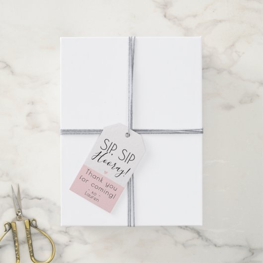 Moderne Sip Sip Hooray, Pop de top bedankt Harteli Cadeaulabel (Met Touw)