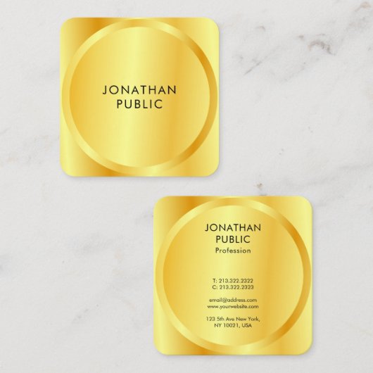 Moderne Sjabloon, aangepaste Faux Gold Metallic lo Vierkante Visitekaartje (Voorkant / Achterkant)
