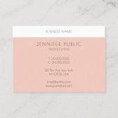 Moderne Sjabloon Blush Pink White Eenvoudig elegan Visitekaartje (Achterkant)