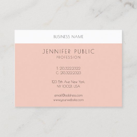 Moderne Sjabloon Blush Pink White Eenvoudig elegan Visitekaartje (Achterkant)