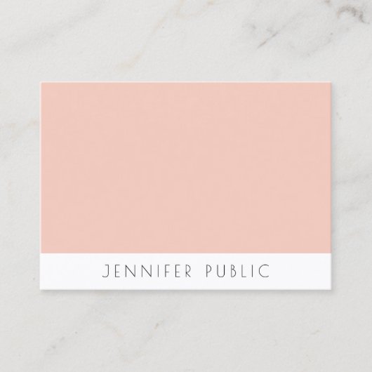 Moderne Sjabloon Blush Pink White Eenvoudig elegan Visitekaartje (Voorkant)