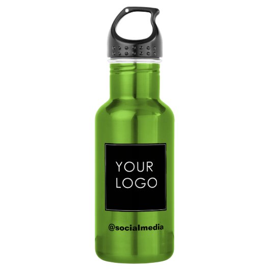 Moderne Sjabloon Business Company Logo Green Waterfles (Voorkant)