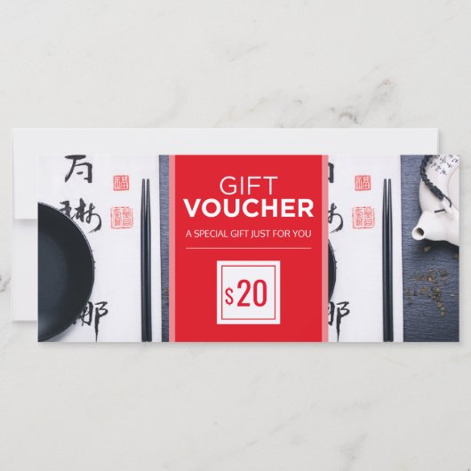 Moderne sjabloon cadeaubon voor zwarte restaurants (Achterkant)