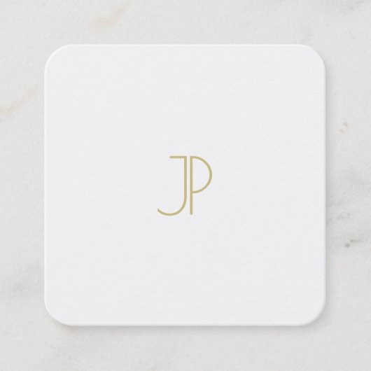 Moderne Sjabloon Chic Gold Monogram Trendy Luxe Vierkante Visitekaartje (Voorkant)