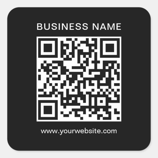 Moderne Sjabloon Custom Business QR Code Zwart Vierkante Sticker (Voorkant)
