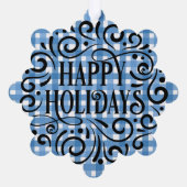 Moderne sjabloon dierenliefhebbers Blue plaid Chri Ornament Kaart (Achterkant)