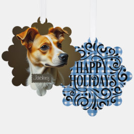 Moderne sjabloon dierenliefhebbers Blue plaid Chri Ornament Kaart
