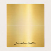 Moderne Sjabloon Elegant Faux Gold Handgeschreven Visitekaartje (Buitenkant ongevouwen)