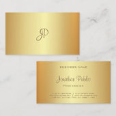 Moderne Sjabloon Elegant Goud Handgeschreven Monog Visitekaartje (Voorkant / Achterkant)
