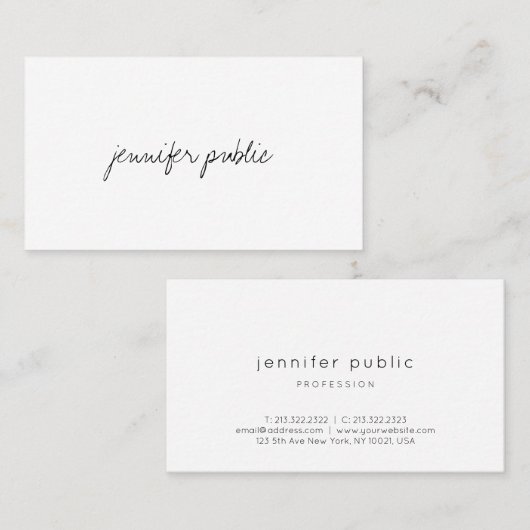 Moderne Sjabloon Elegant Handschrift Professioneel Visitekaartje (Voorkant / Achterkant)