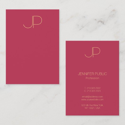 Moderne Sjabloon elegant monogram verticaal Visitekaartje (Voorkant / Achterkant)
