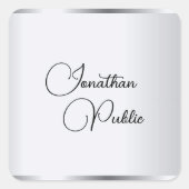 Moderne Sjabloon Elegant Silver Kijk Typografie Vierkante Sticker (Voorkant)