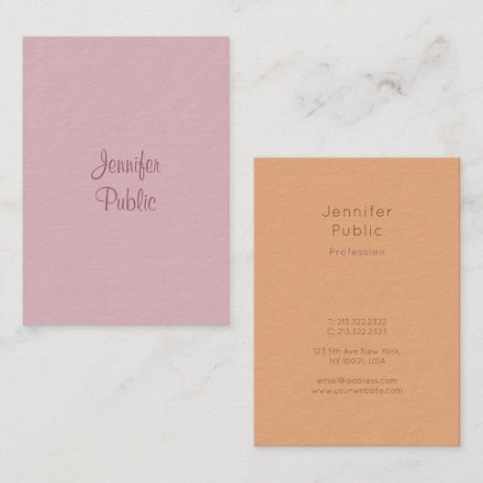 Moderne Sjabloon Elegante Handgeschreven Script Na Visitekaartje (Voorkant / Achterkant)