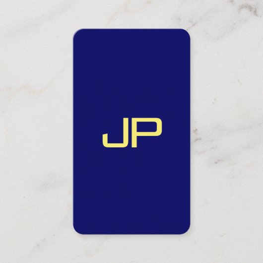 Moderne Sjabloon Faux Gold Font Navy Blue Rounded Visitekaartje (Voorkant)