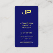 Moderne Sjabloon Faux Gold Font Navy Blue Rounded Visitekaartje (Achterkant)