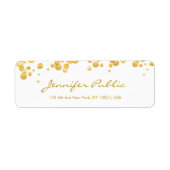 Moderne Sjabloon Gold Confetti Handhand script ele Etiket (Voorkant)