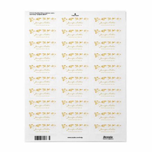 Moderne Sjabloon Gold Confetti Handhand script ele Etiket (Full Sheet)