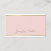 Moderne Sjabloon handgeschreven script roze Gold C Visitekaartje (Voorkant)