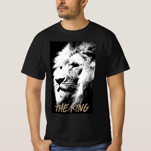 Moderne Sjabloon Mannen Black T Shirten Lion Face T-shirt (Voorkant)