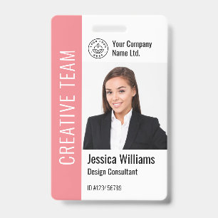 Moderne Sjabloon Medewerker Foto Logo Naam Roze Badge