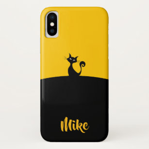 Moderne Sjabloon met kattenpapier, zwart en geel Case-Mate iPhone Case