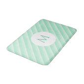 Moderne Sjabloon monogram Mint Green Stripes Trend Badmat (Gekanteld)