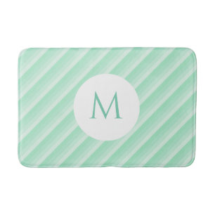 Moderne Sjabloon monogram Mint Green Stripes Trend Badmat