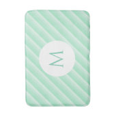 Moderne Sjabloon monogram Mint Green Stripes Trend Badmat (Voorkant Verticaal)