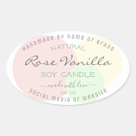 Moderne Sjabloon Pastel Product Verpakkingslabels Ovale Sticker (Voorkant)