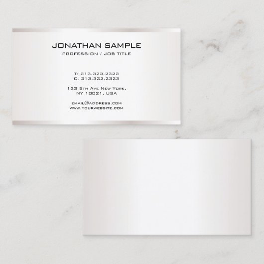 Moderne Sjabloon Professional Faux Silver Visitekaartje (Voorkant / Achterkant)
