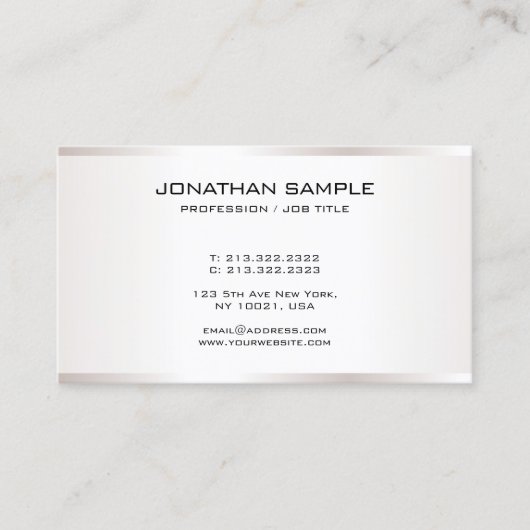 Moderne Sjabloon Professional Faux Silver Visitekaartje (Voorkant)