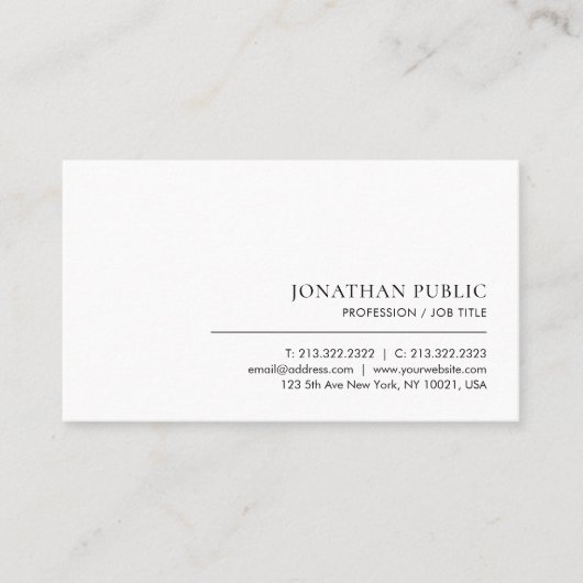 Moderne Sjabloon Professioneel Elegant Minimalisti Visitekaartje (Voorkant)