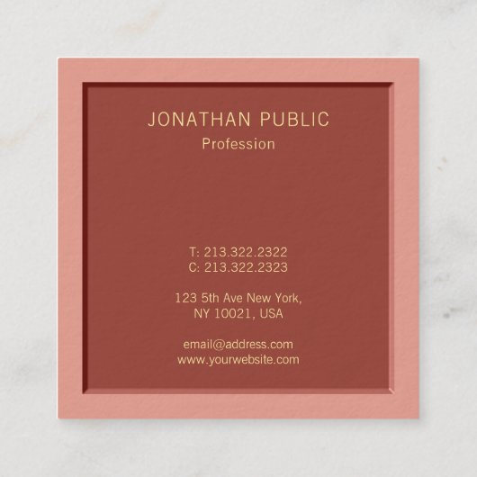 Moderne Sjabloon Professionele Elegant Design Luxe Vierkante Visitekaartje (Achterkant)