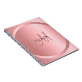 Moderne Sjabloon Roos Gold Elegant Monogrammen Notitieboek (Rechterzijde)