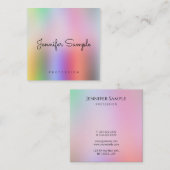 Moderne Sjabloon Typografie Script Rainbow Kleuren Vierkante Visitekaartje (Voorkant / Achterkant)