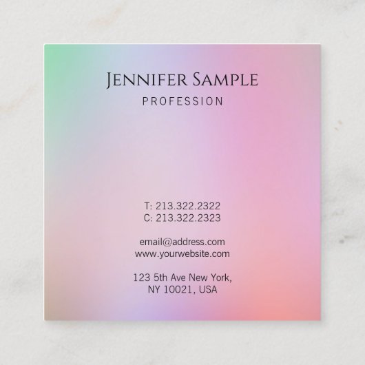 Moderne Sjabloon Typografie Script Rainbow Kleuren Vierkante Visitekaartje (Achterkant)