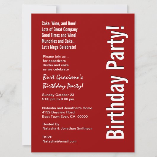 Moderne Sjabloon van de Partij van de Dagen Rood e Kaart (Voorkant)