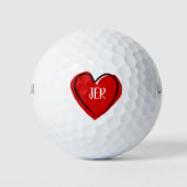 Moderne Sjabloon van het hart Monogrammed Initiale Golfballen (Voorkant)
