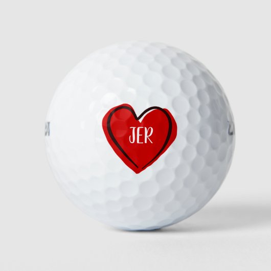 Moderne Sjabloon van het hart Monogrammed Initiale Golfballen (Voorkant)